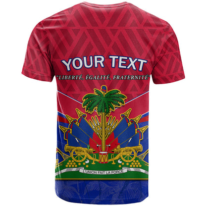 Custom Haiti T-Shirt Ayiti Coat Of Arms With Map Graphic Tee