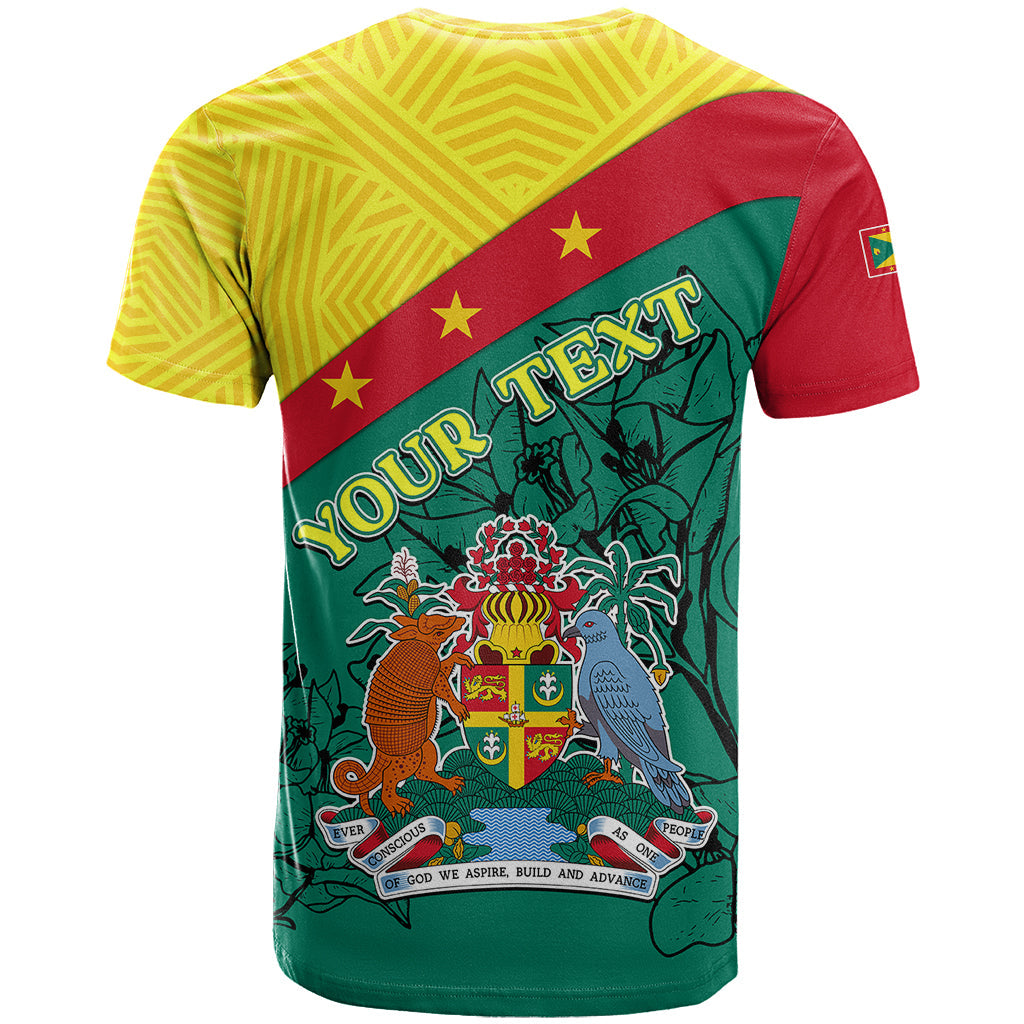 Custom Grenada T-Shirt Coat Of Arms With Bougainvillea Flowers Graphic Tee