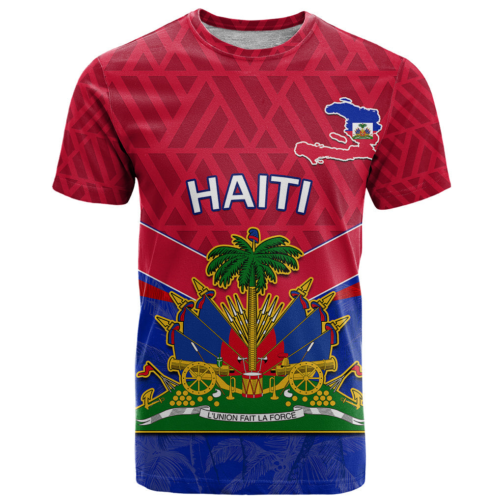 Haiti T-Shirt Ayiti Coat Of Arms With Map Graphic Tee