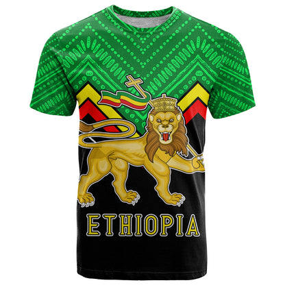 Ethiopia T-Shirt Coat Of Arms With Hand Drawn Pattern Graphic Tee