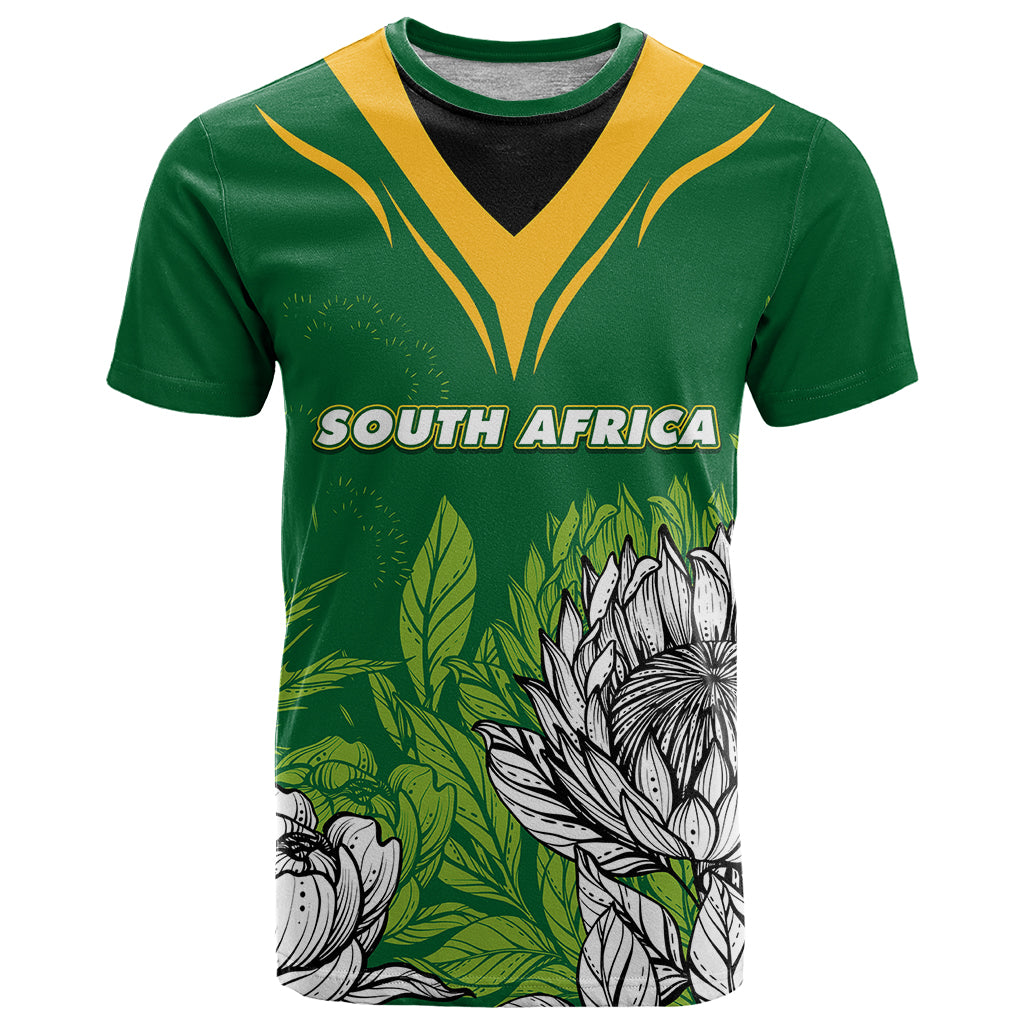Personalised South Africa T-Shirt King Protea With Flag Graphic Tee