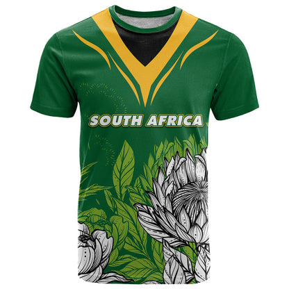 Personalised South Africa T-Shirt King Protea With Flag Graphic Tee