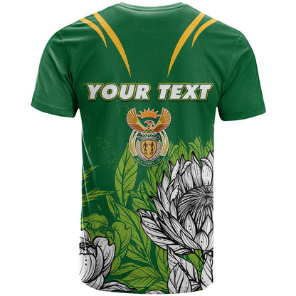 Personalised South Africa T-Shirt King Protea With Flag Graphic Tee