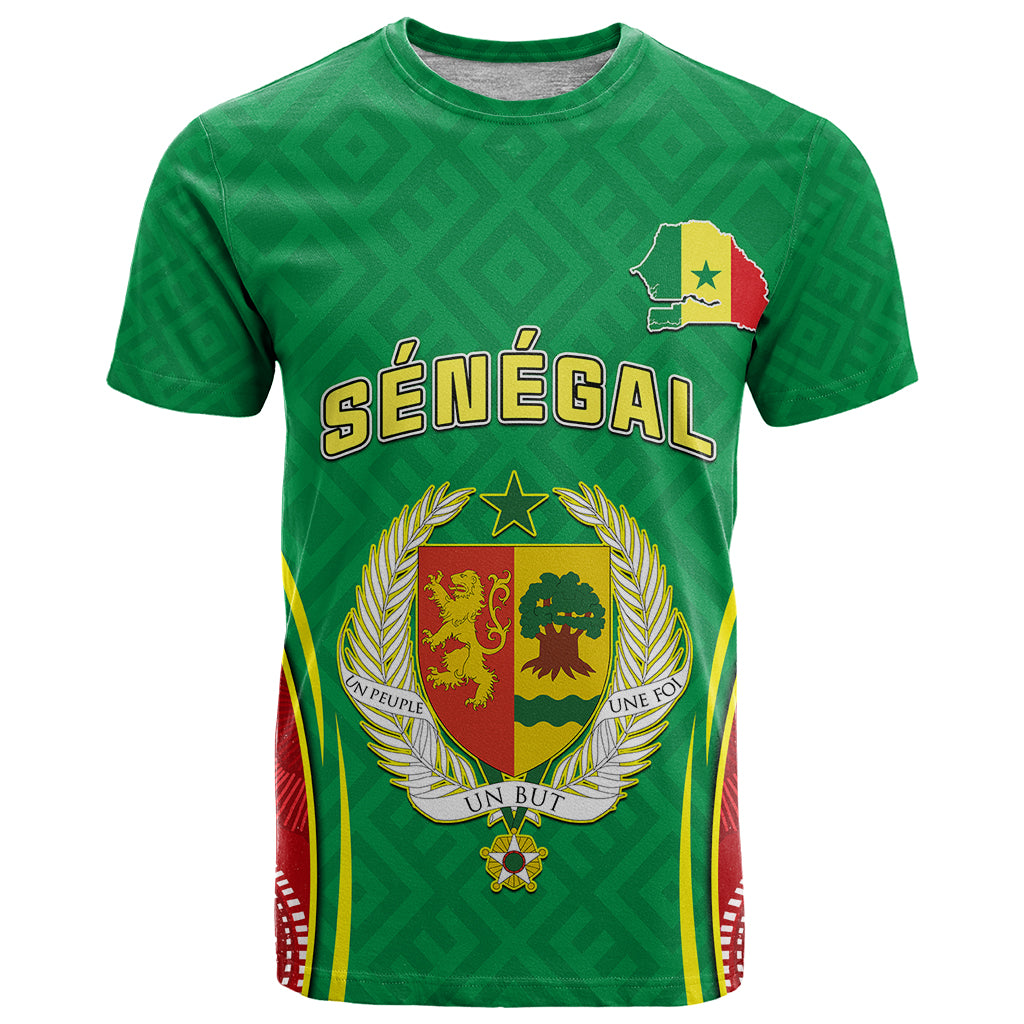 Senegal T-Shirt Africa Tribal Pattern With Coat Of Arms Graphic Tee