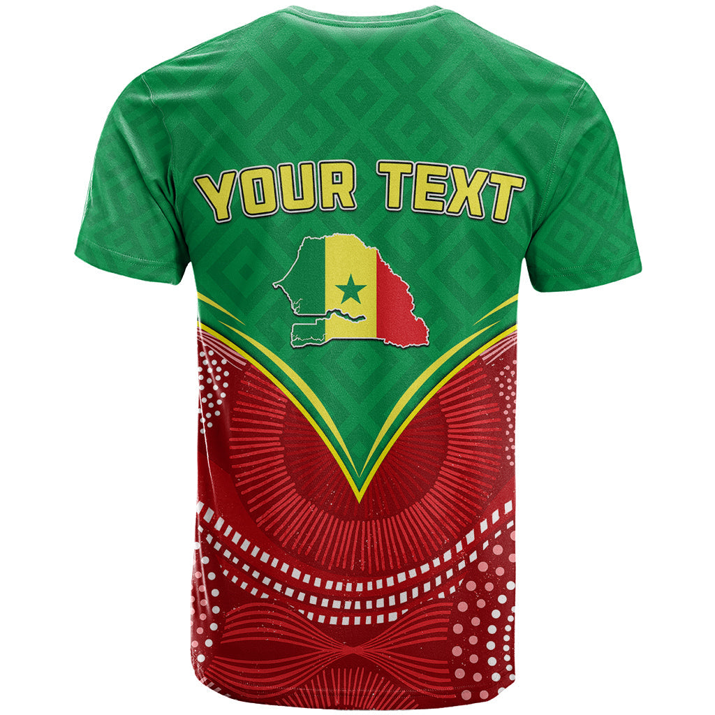 Personalised Senegal T-Shirt Africa Tribal Pattern With Coat Of Arms Graphic Tee