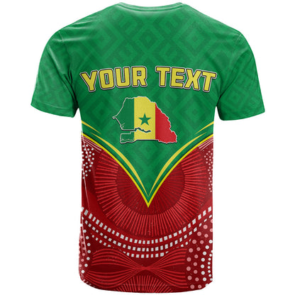 Personalised Senegal T-Shirt Africa Tribal Pattern With Coat Of Arms Graphic Tee