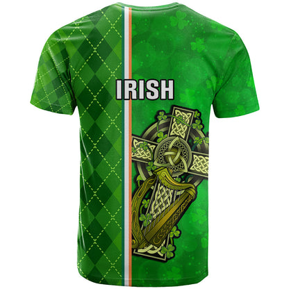 Ireland T-Shirt Cross With Shamrock Simple Style Graphic Tee