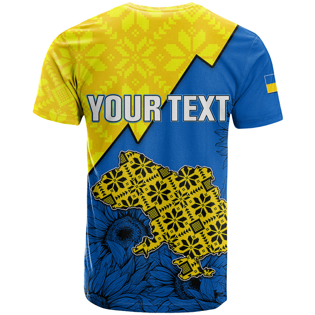 Personalised Ukraine T-Shirt Sunflower With Ukraine Folk Patterns Graphic Tee