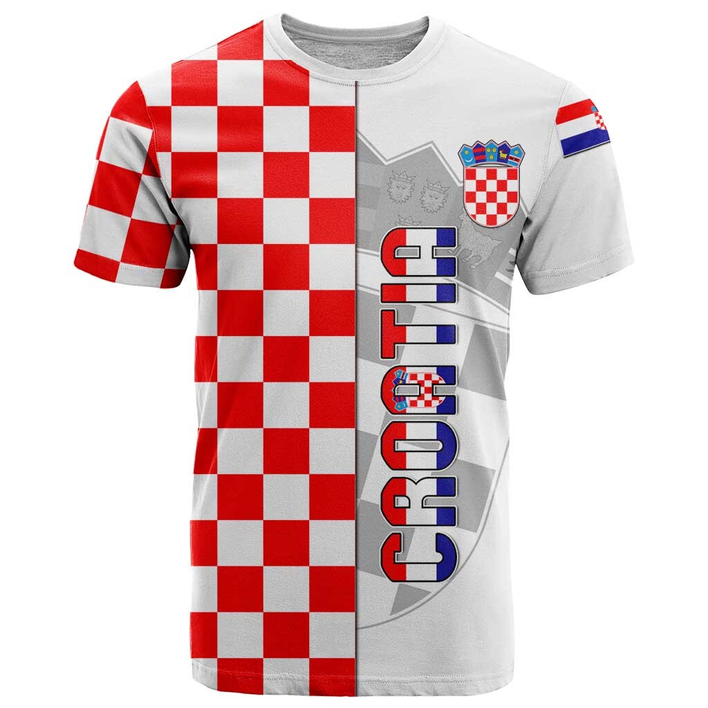Croatia T-Shirt Chessboard Mix Coat Of Arms Graphic Tee