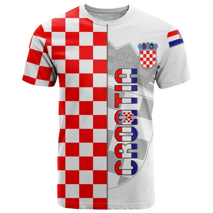 Croatia T-Shirt Chessboard Mix Coat Of Arms Graphic Tee