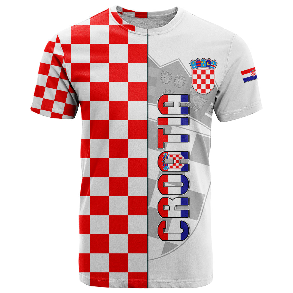 Personalised Croatia T-Shirt Chessboard Mix Coat Of Arms Graphic Tee