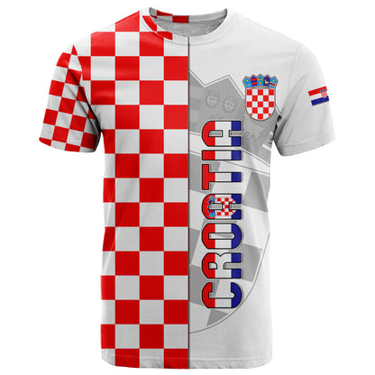 Personalised Croatia T-Shirt Chessboard Mix Coat Of Arms Graphic Tee