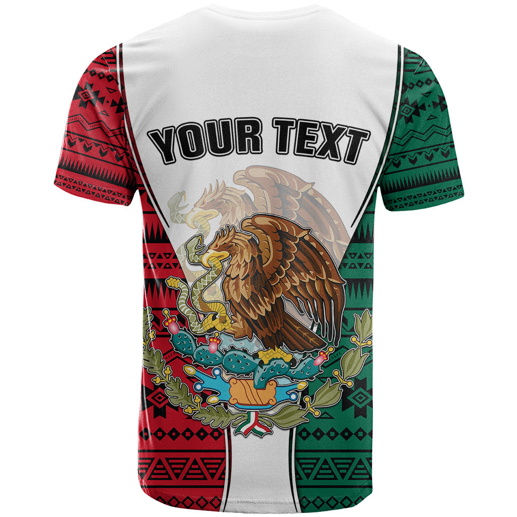 Personlised Mexico T-Shirt Coat Of Arms With Mexican Aztec Pattern Graphic Tee