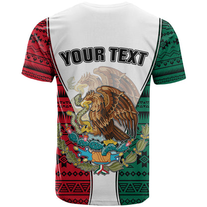 Personlised Mexico T-Shirt Coat Of Arms With Mexican Aztec Pattern Graphic Tee