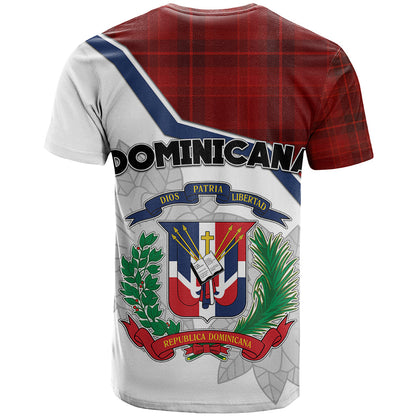 Dominican Republic T-Shirt Dominicana Plaid Pattern Mix Coat Of Arms Graphic Tee