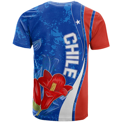 Chile T-Shirt Copihue With Flag Graphic Tee