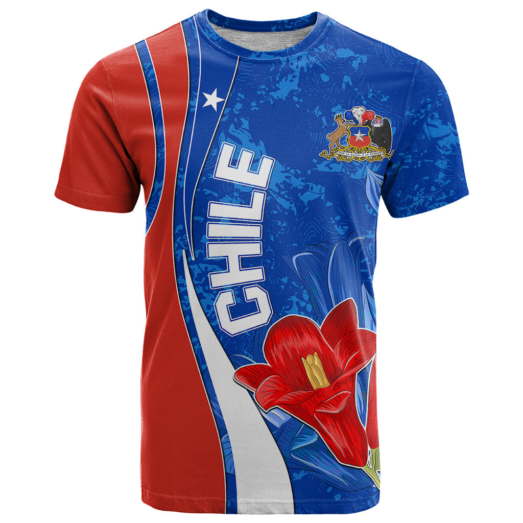 Custom Chile T-Shirt Copihue With Flag Graphic Tee
