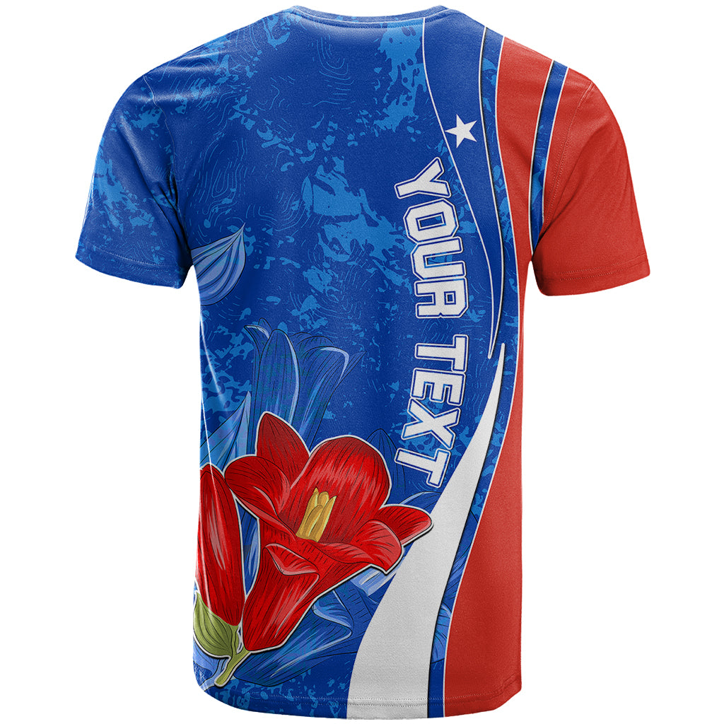 Custom Chile T-Shirt Copihue With Flag Graphic Tee