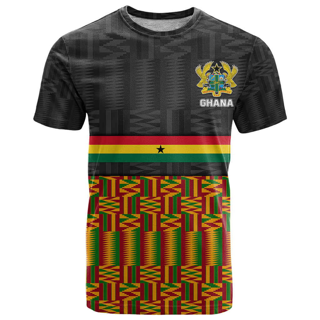 Custom Ghana T-Shirt Kente Pattern With Coat Of Arms Graphic Tee