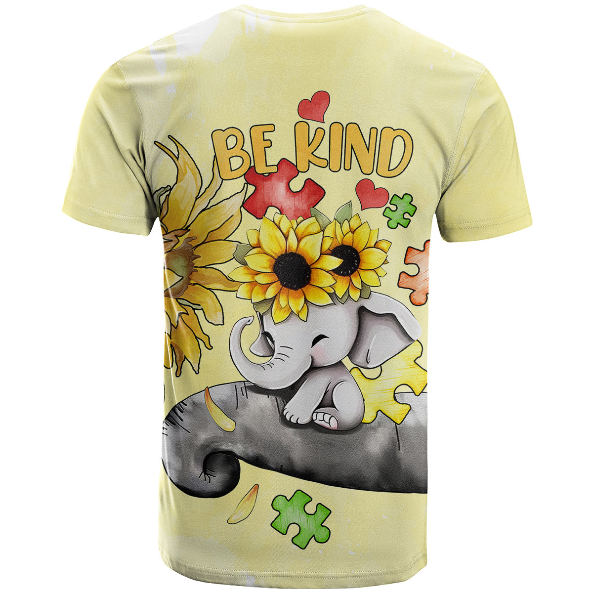 Autism Acceptance Month Elephant With Sunflower T-Shirt Graphic Tee